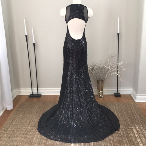 Platinum Label Black Sequin backless Dress NWOT - Picture 5 of 6